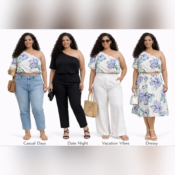a new day Tops - A New Day One-Shoulder Cropped Top – XXL – NWT – Floral Puff Sleeve